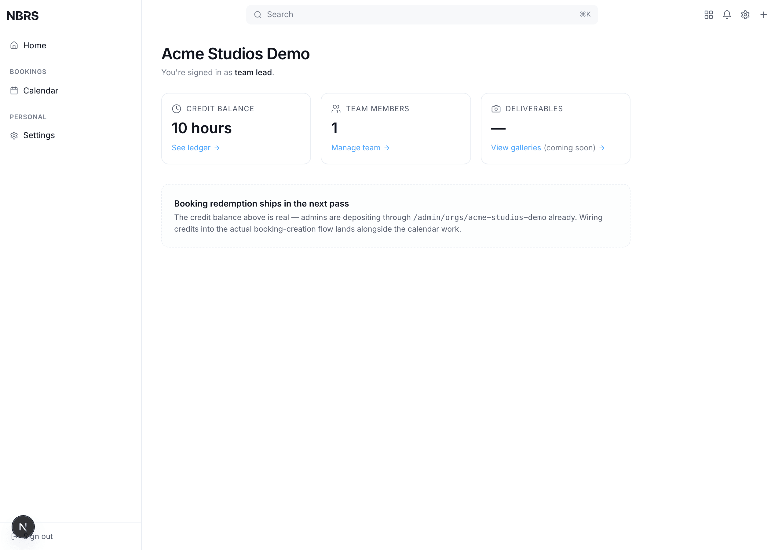 Org dashboard
