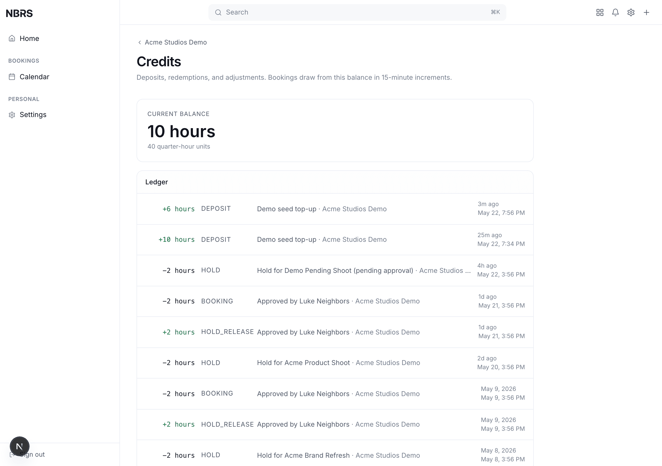Payouts ledger