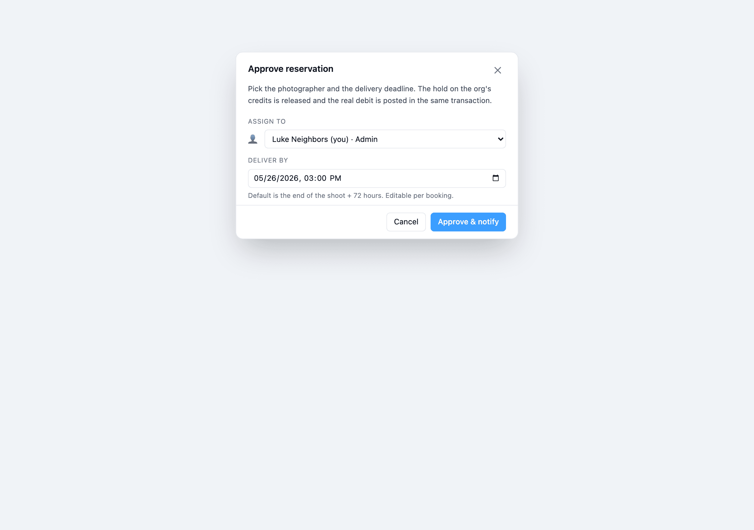 Approve modal
