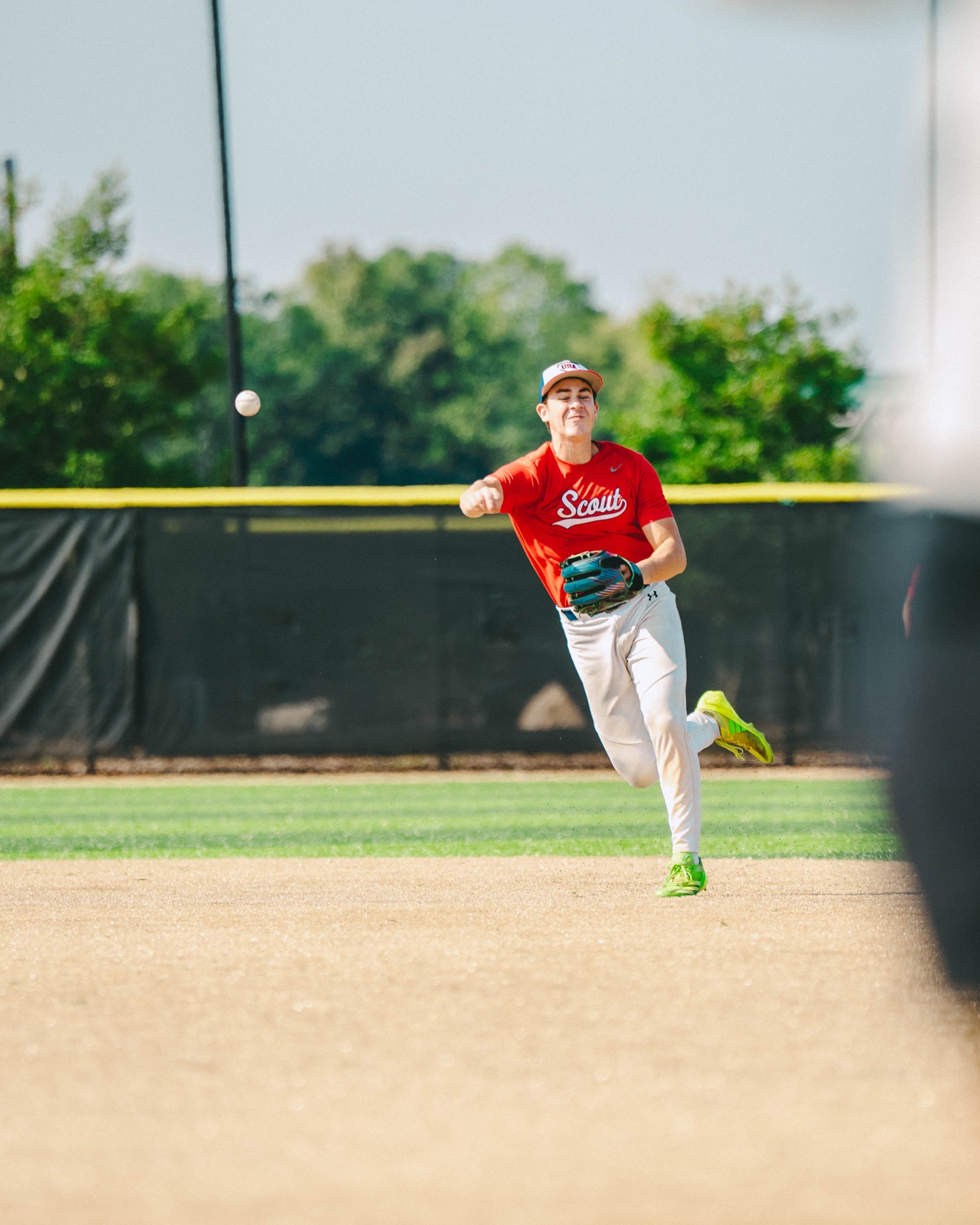Baseball fielder making a throw