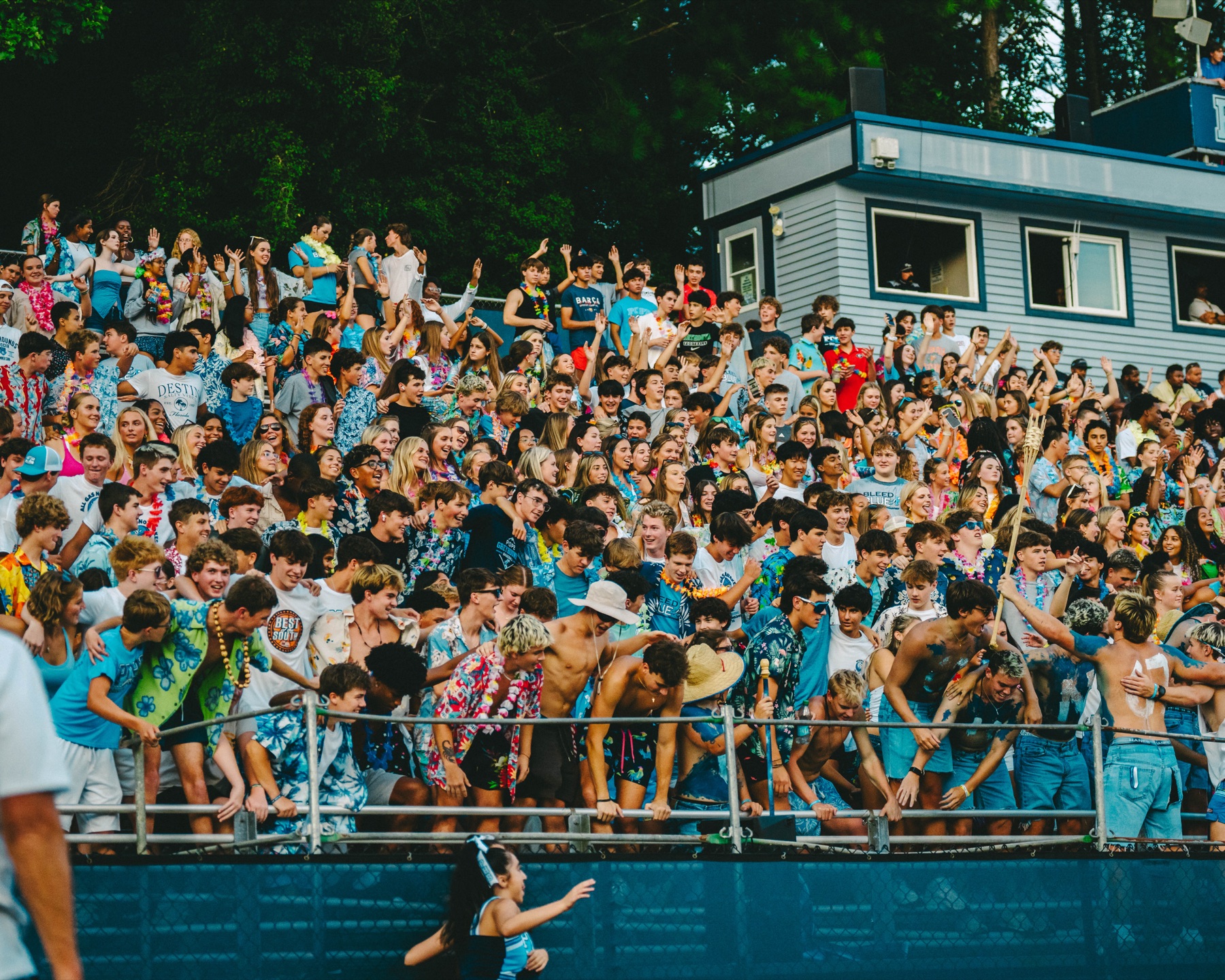 Fans filling the stadium stands