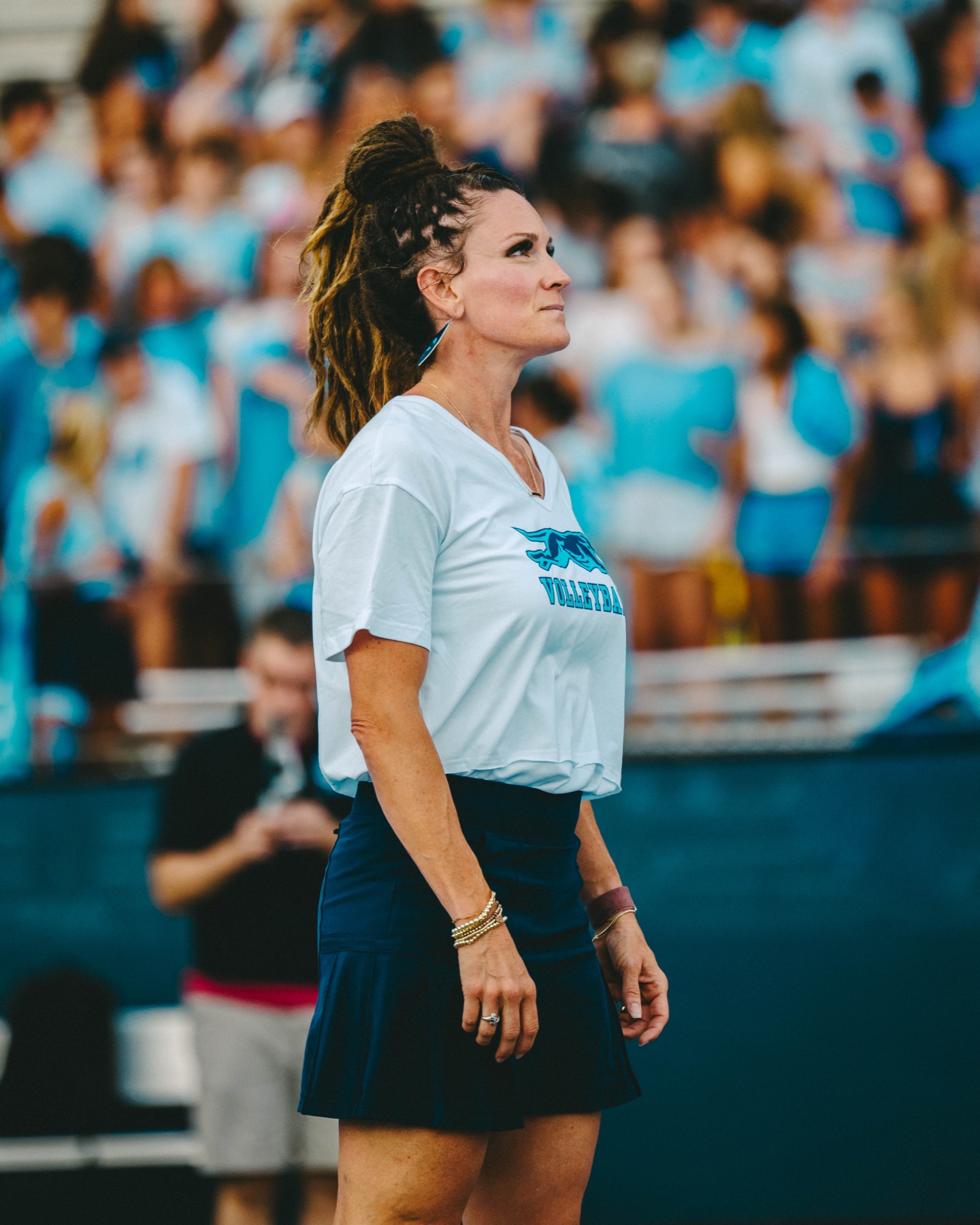 Volleyball coach watching the court