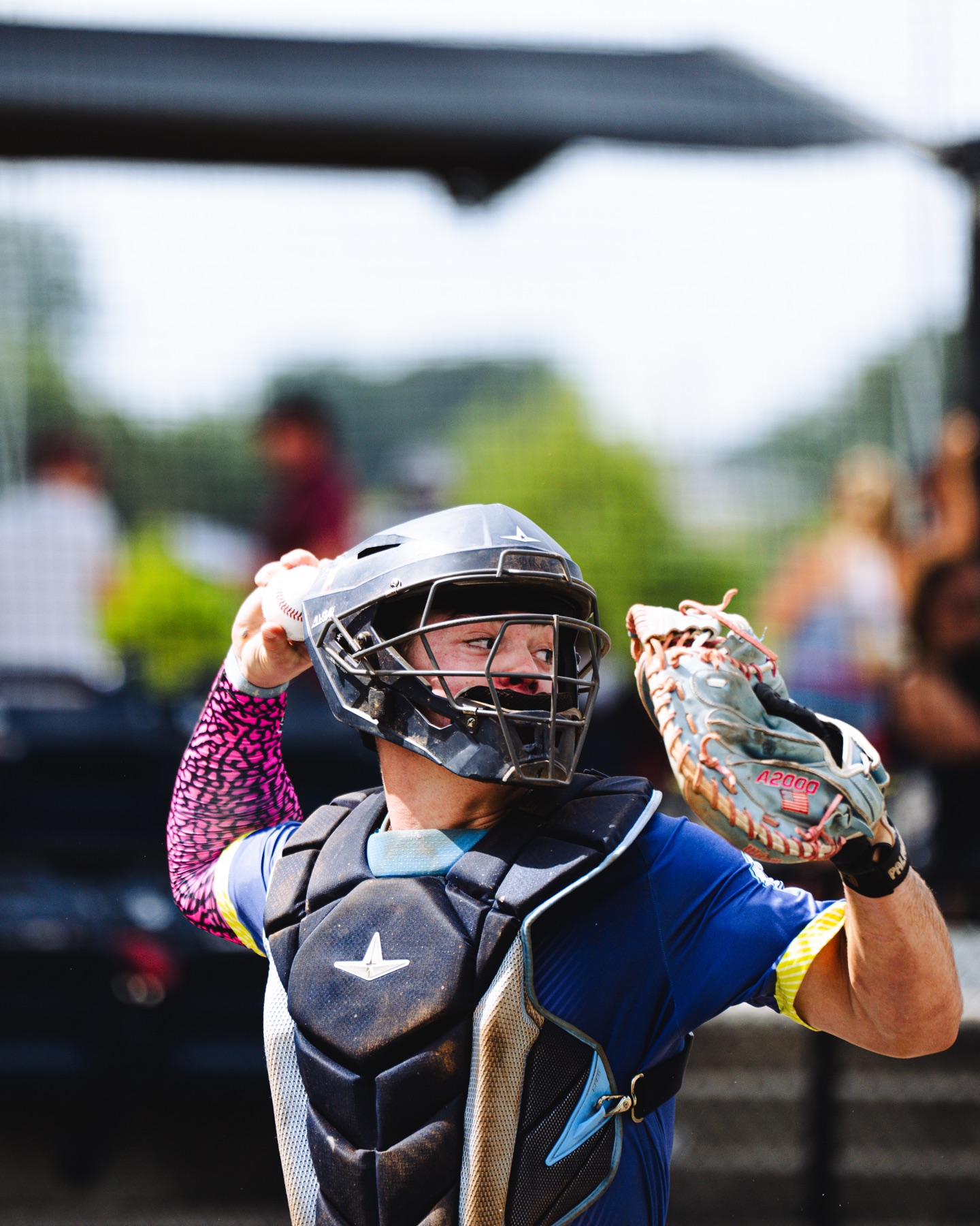 Baseball catcher preparing to throw